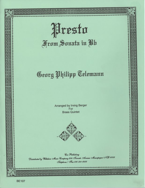 Presto from "Sonata in Bb" (Berger) - TELEMANN, G.P.