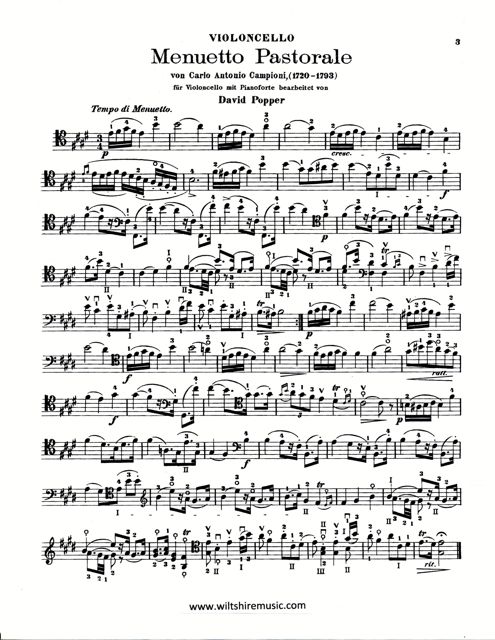 Minuette Pastorale,for Cello & Piano, David Popper