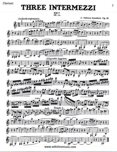 Three Intermezzi for clarinet & piano, C.V.Stanford